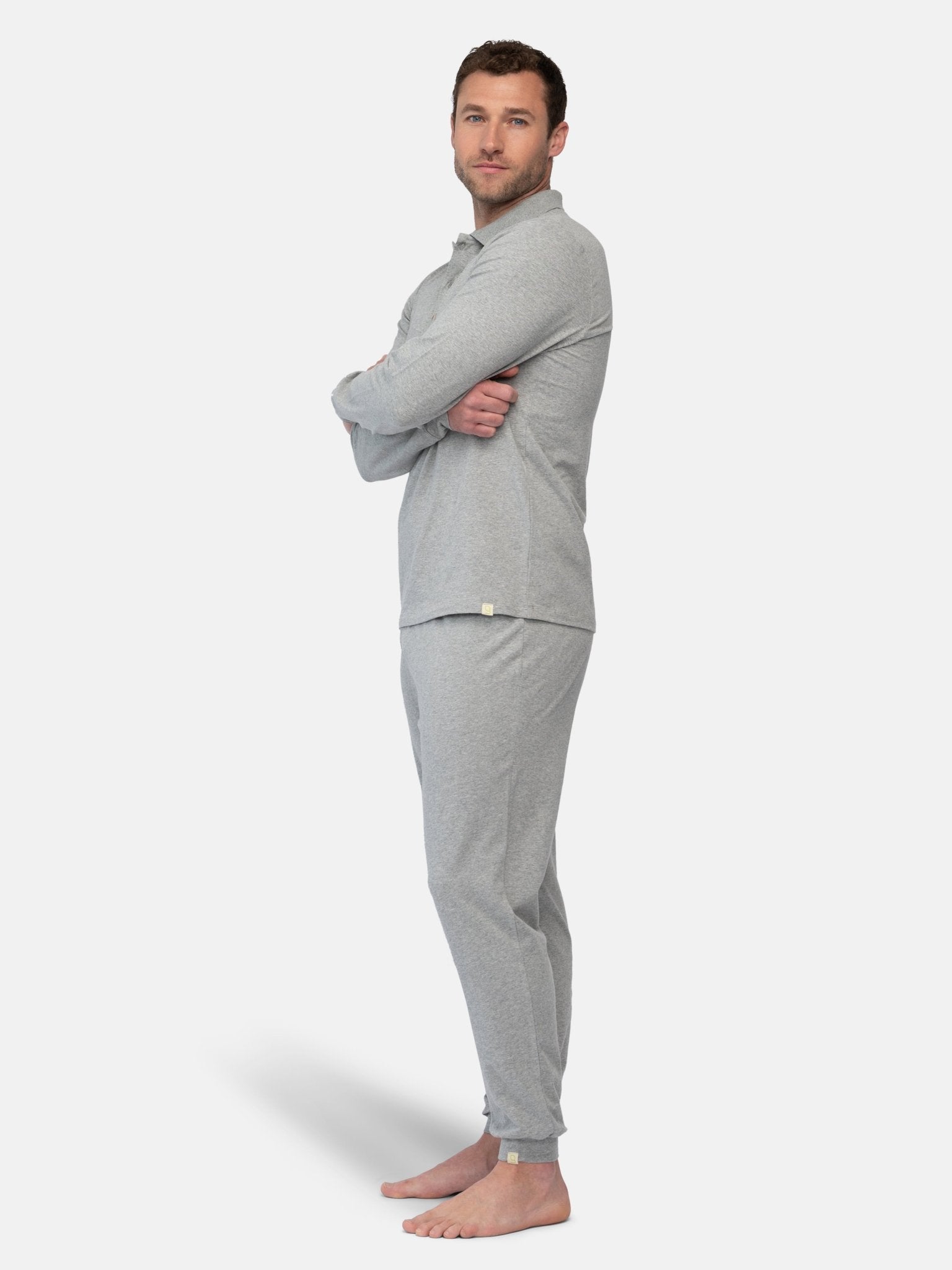 Herren Langarm - Shirt mit Polo - Kragen - greenjama - G208 - gr - S