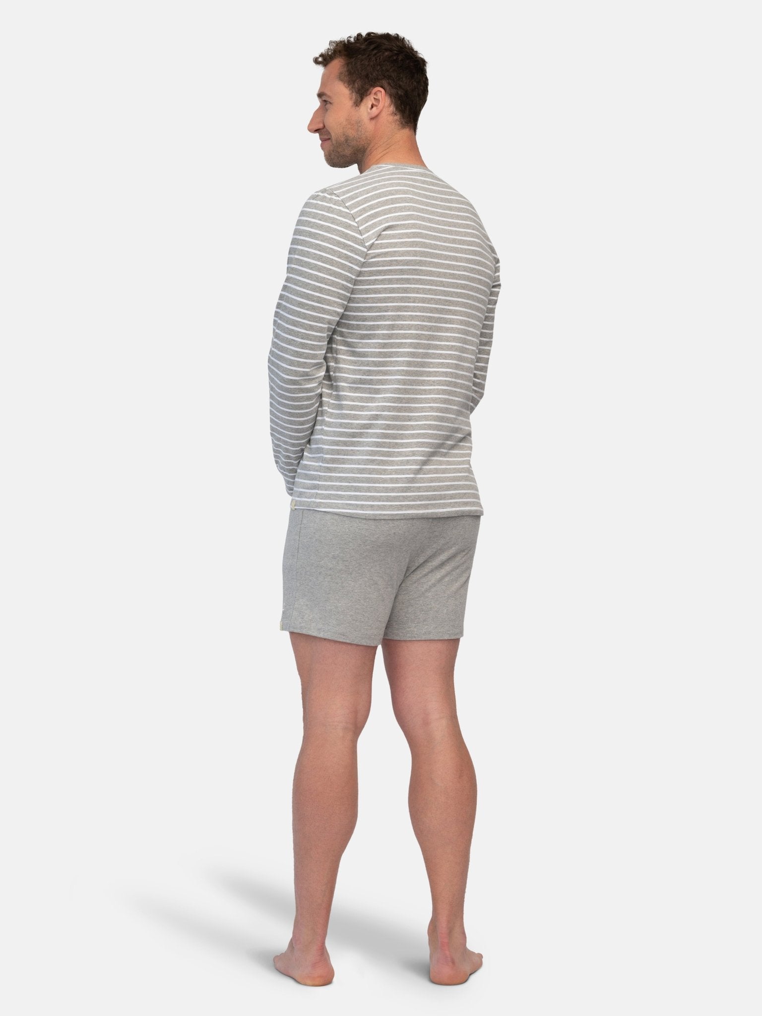 Weiches Herren Langarm-Shirt Ringel - greenjama - G207-gr-S