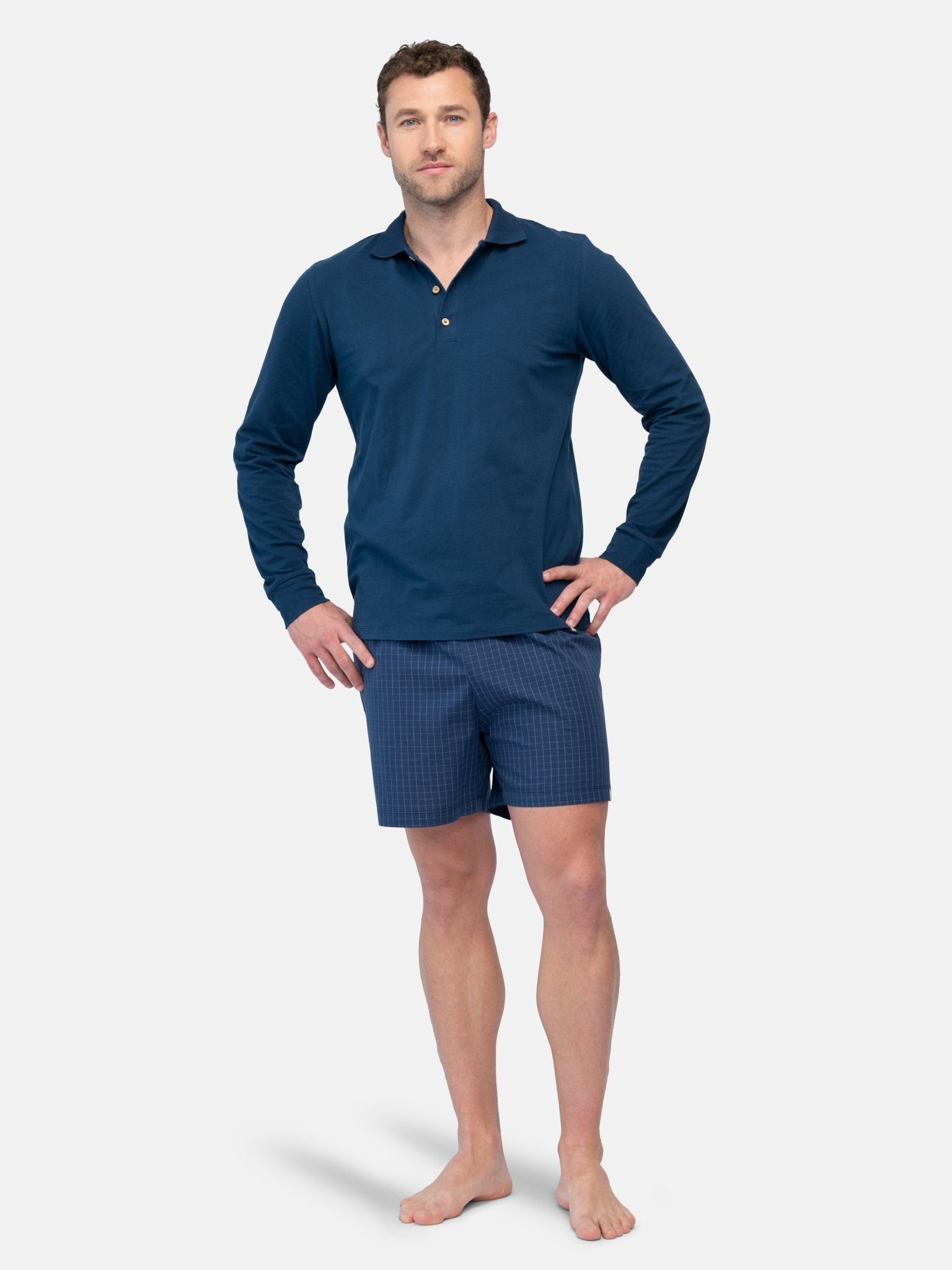 Herren Pyjama-Shorts mit kleinem Karo - greenjama - G408-ul-S