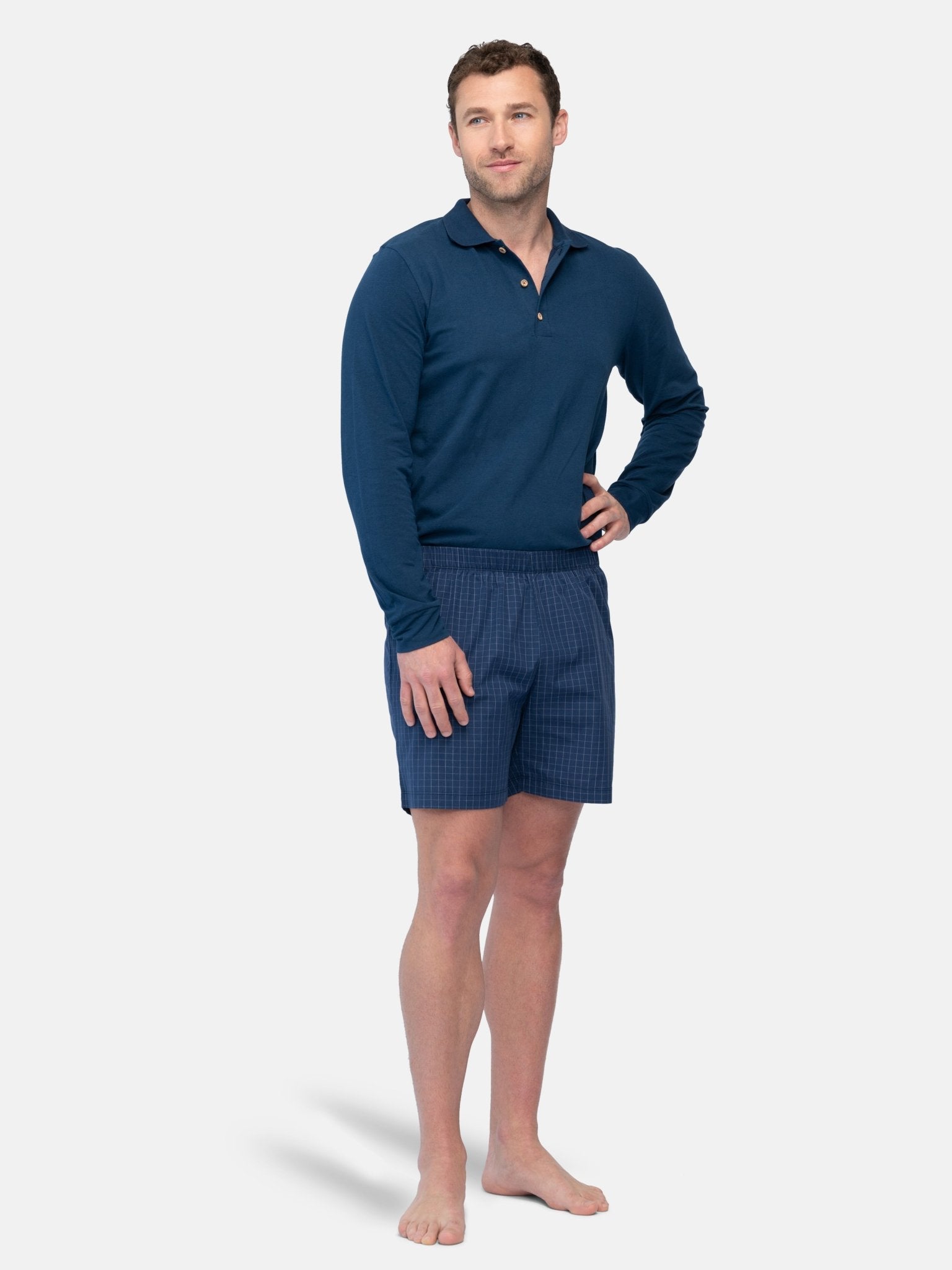 Herren Pyjama-Shorts mit kleinem Karo - greenjama - G408-ul-S