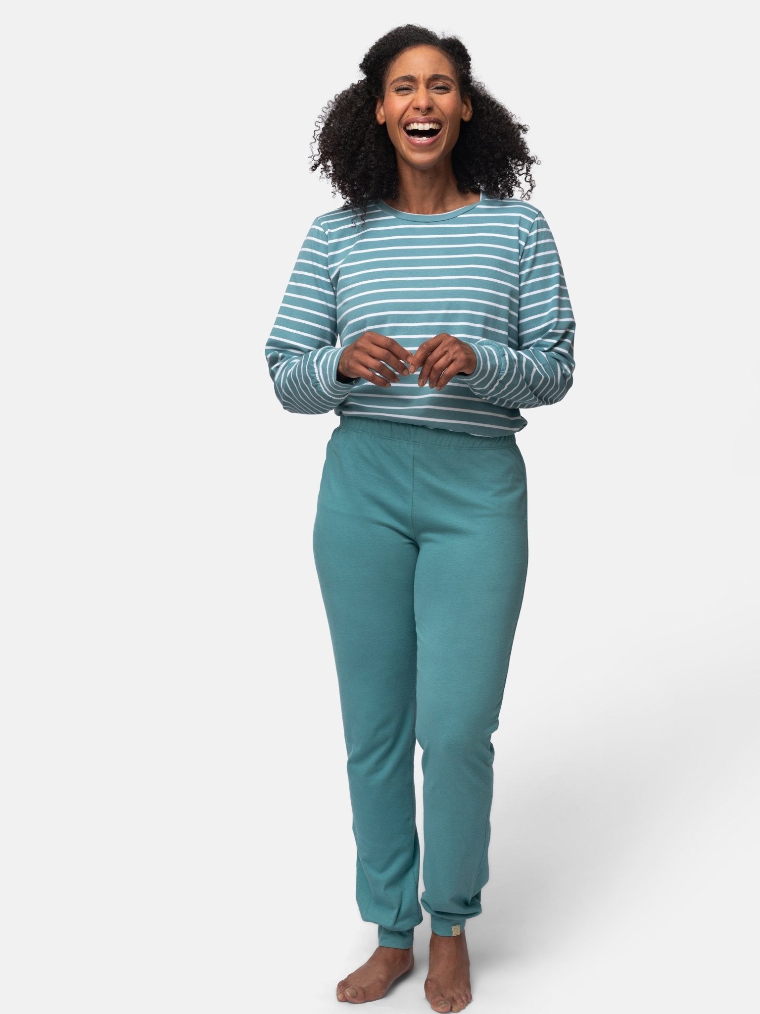 Elastische Jersey-Hose mit Bündchen - greenjama - G404-grp-36