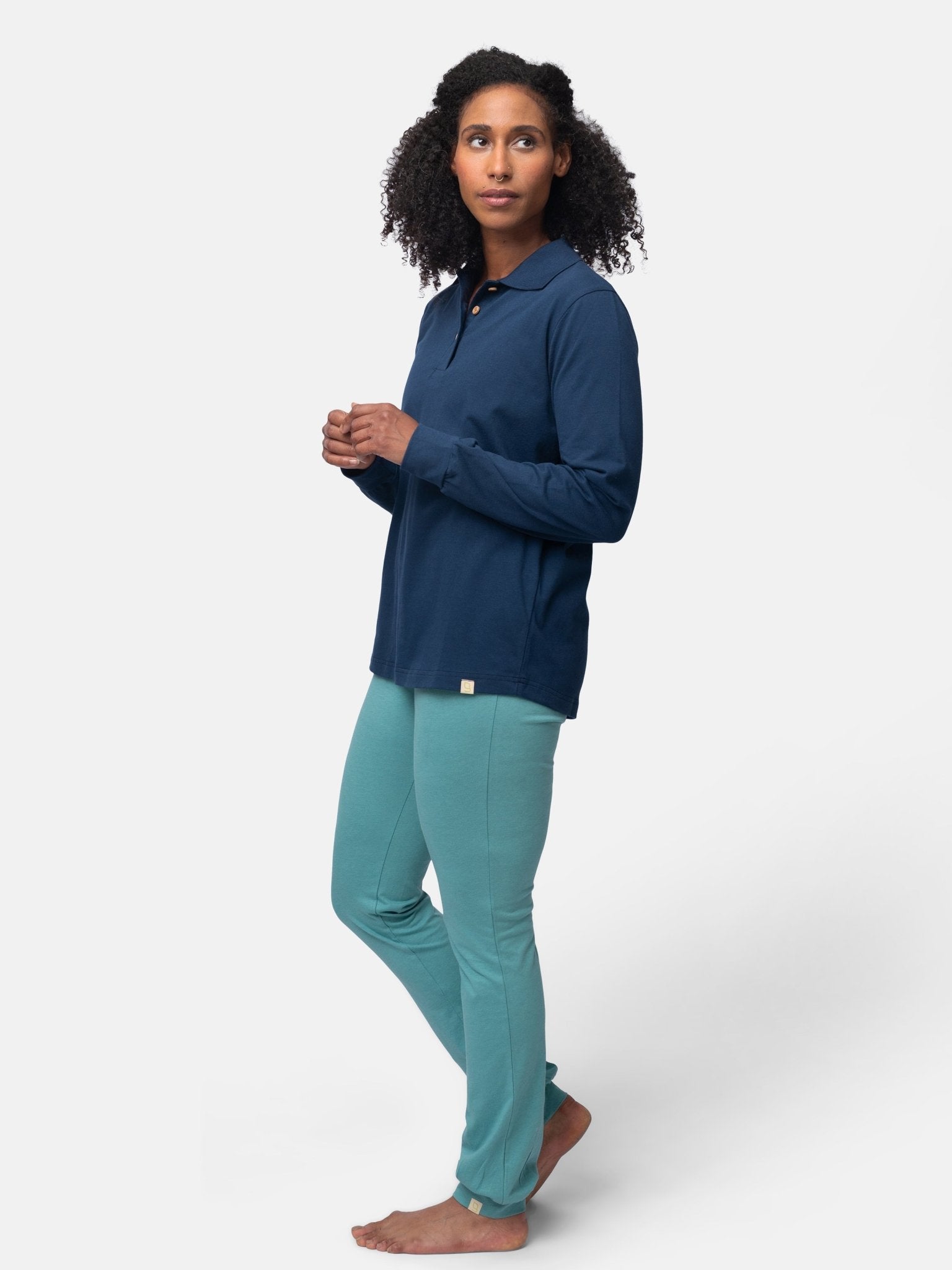 Weiches Langarm-Shirt mit Polo-Kragen - greenjama - G203-grp-36