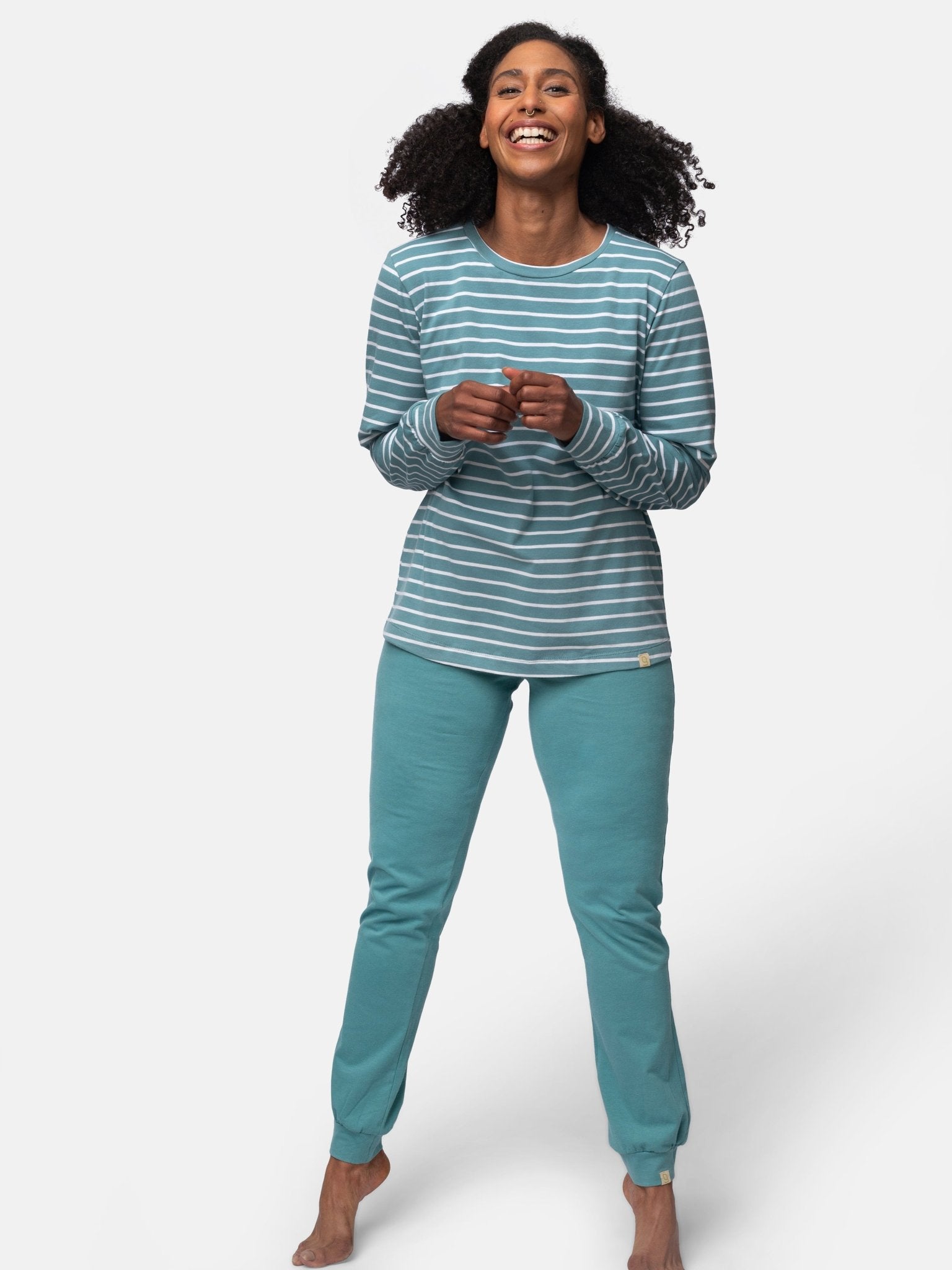 Langarm-Shirt Ringel mit weicher Oberfläche - greenjama - G202-grp-36