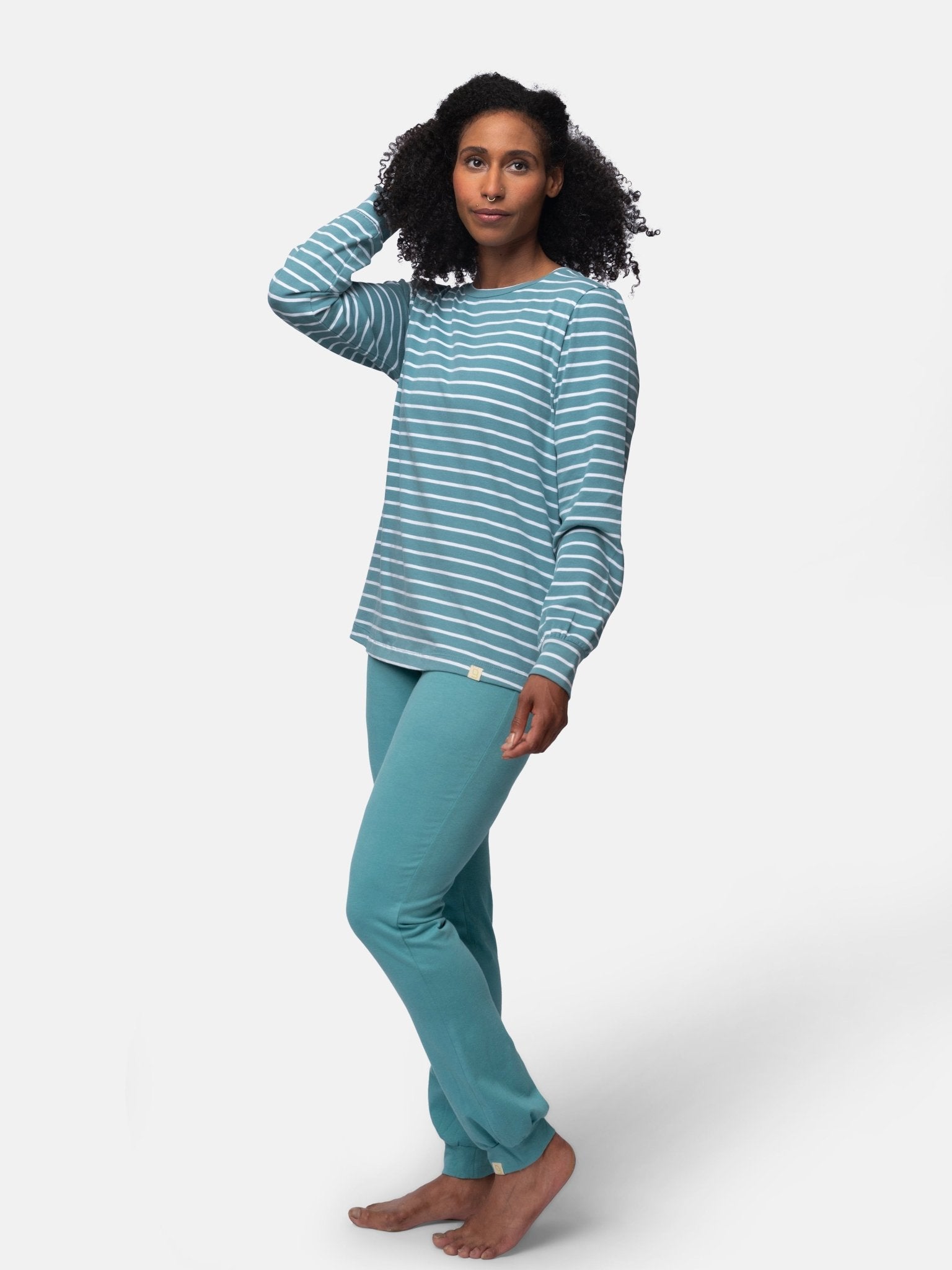 Langarm-Shirt Ringel mit weicher Oberfläche - greenjama - G202-grp-36