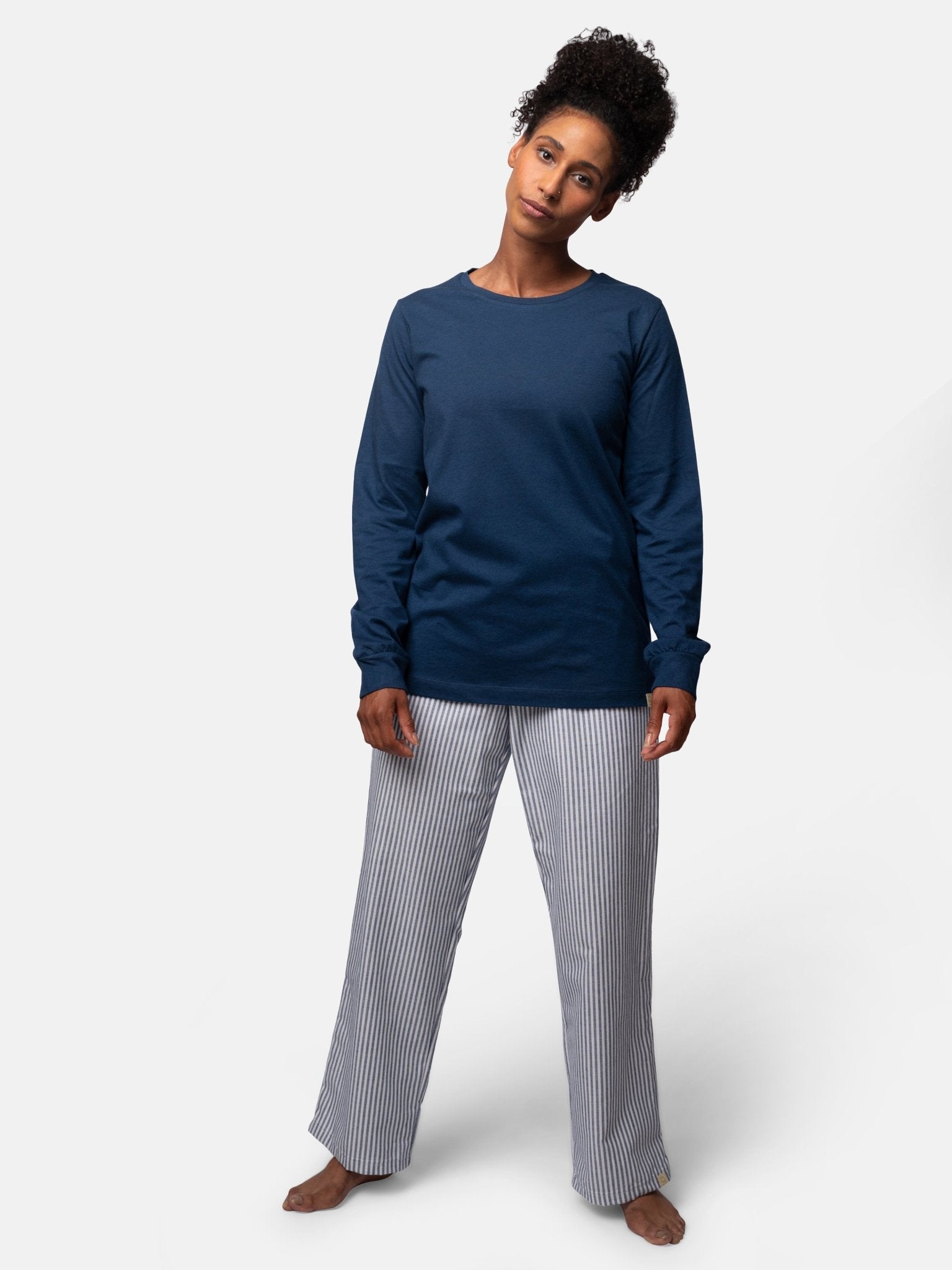 Weiche Pyjama-Hose mit Streifen - greenjama - G407-grp-36