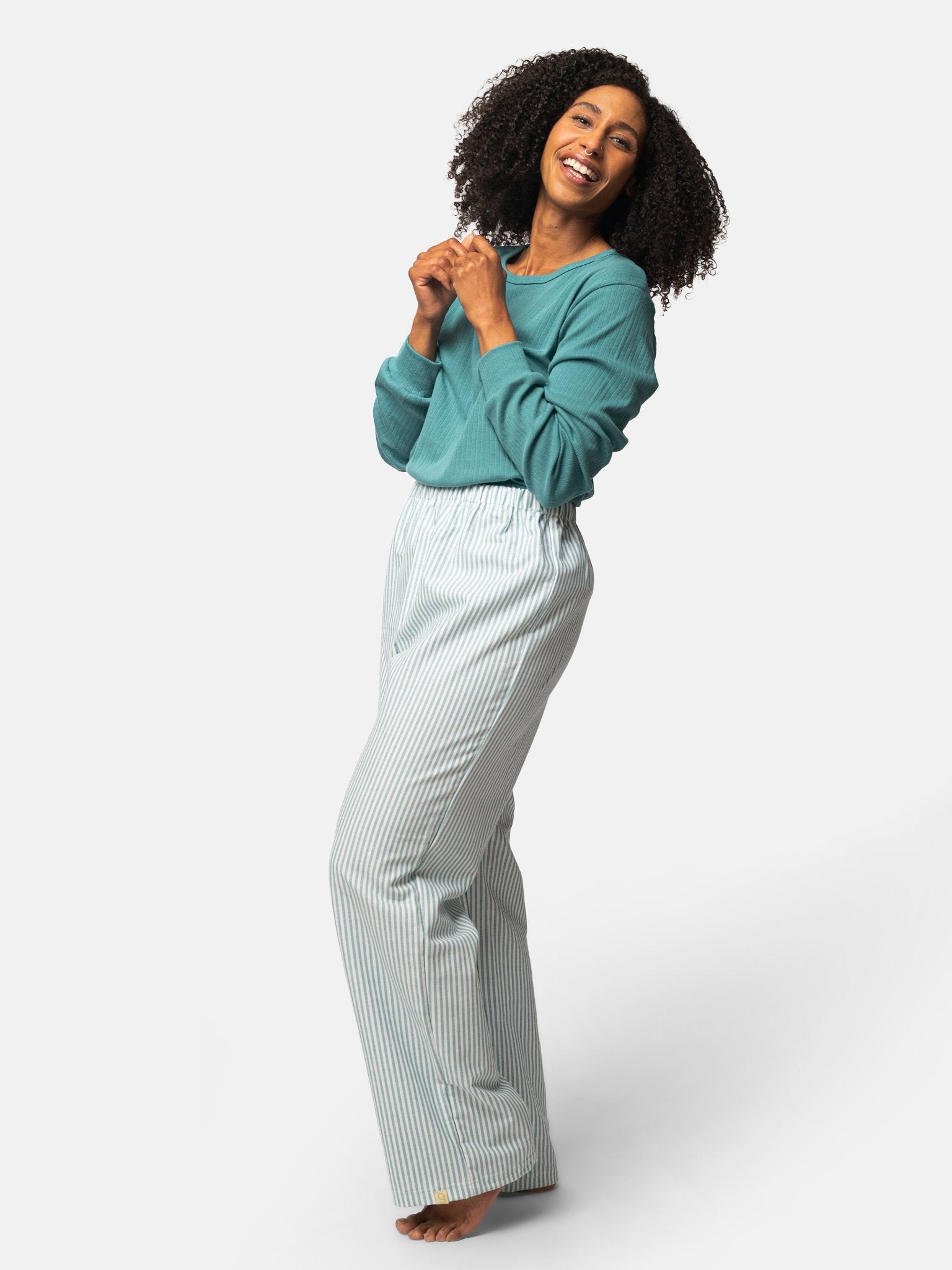 Weiche Pyjama-Hose mit Streifen - greenjama - G407-grp-36