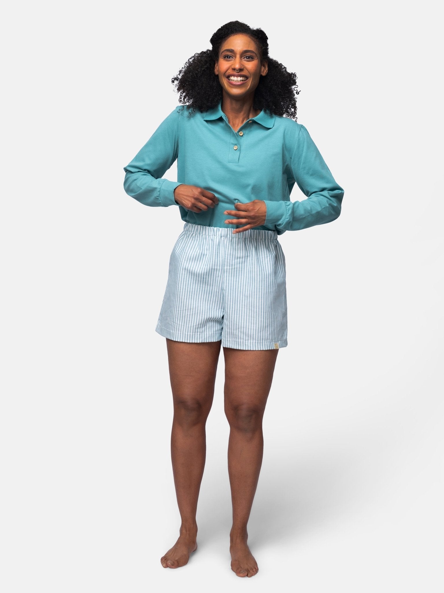 Weiche Pyjama-Shorts mit Streifen - greenjama - G406-grp-36