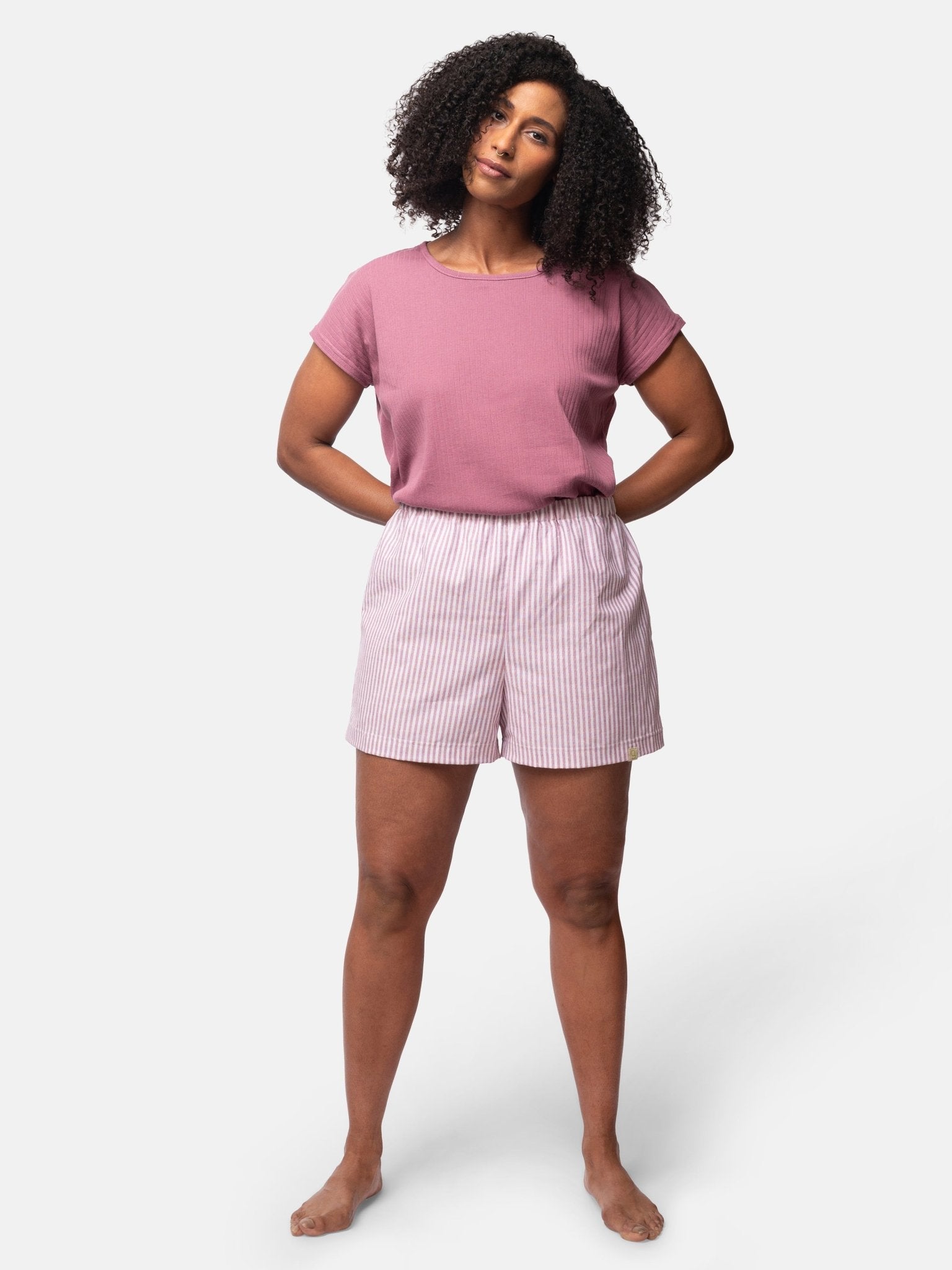 Weiche Pyjama-Shorts mit Streifen - greenjama - G406-grp-36