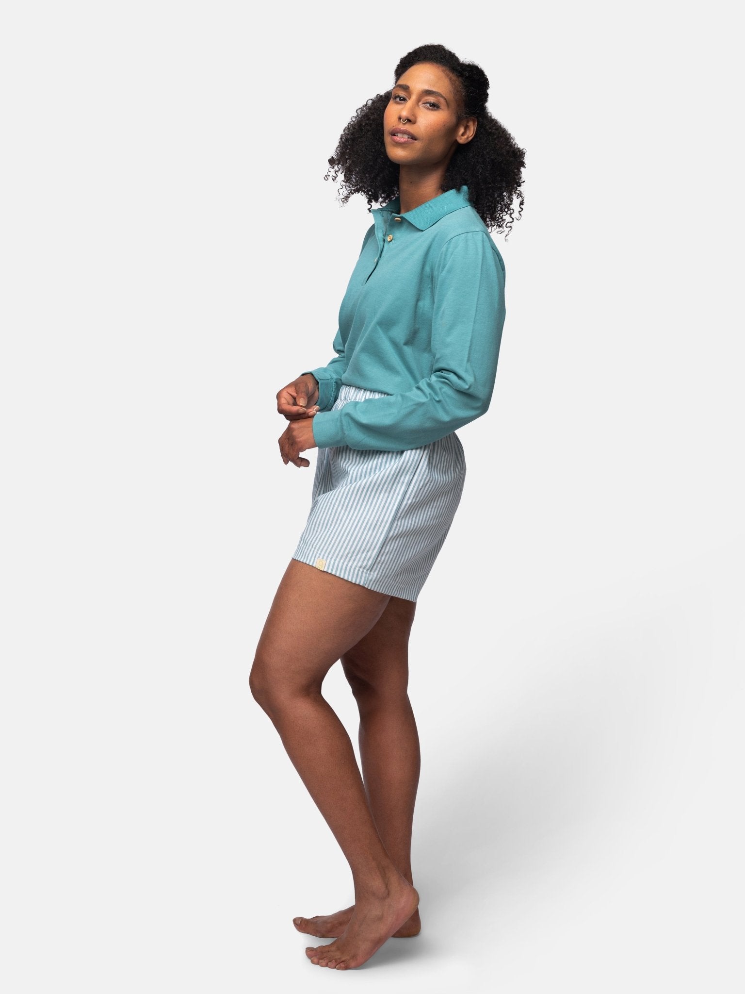 Weiche Pyjama-Shorts mit Streifen - greenjama - G406-grp-36