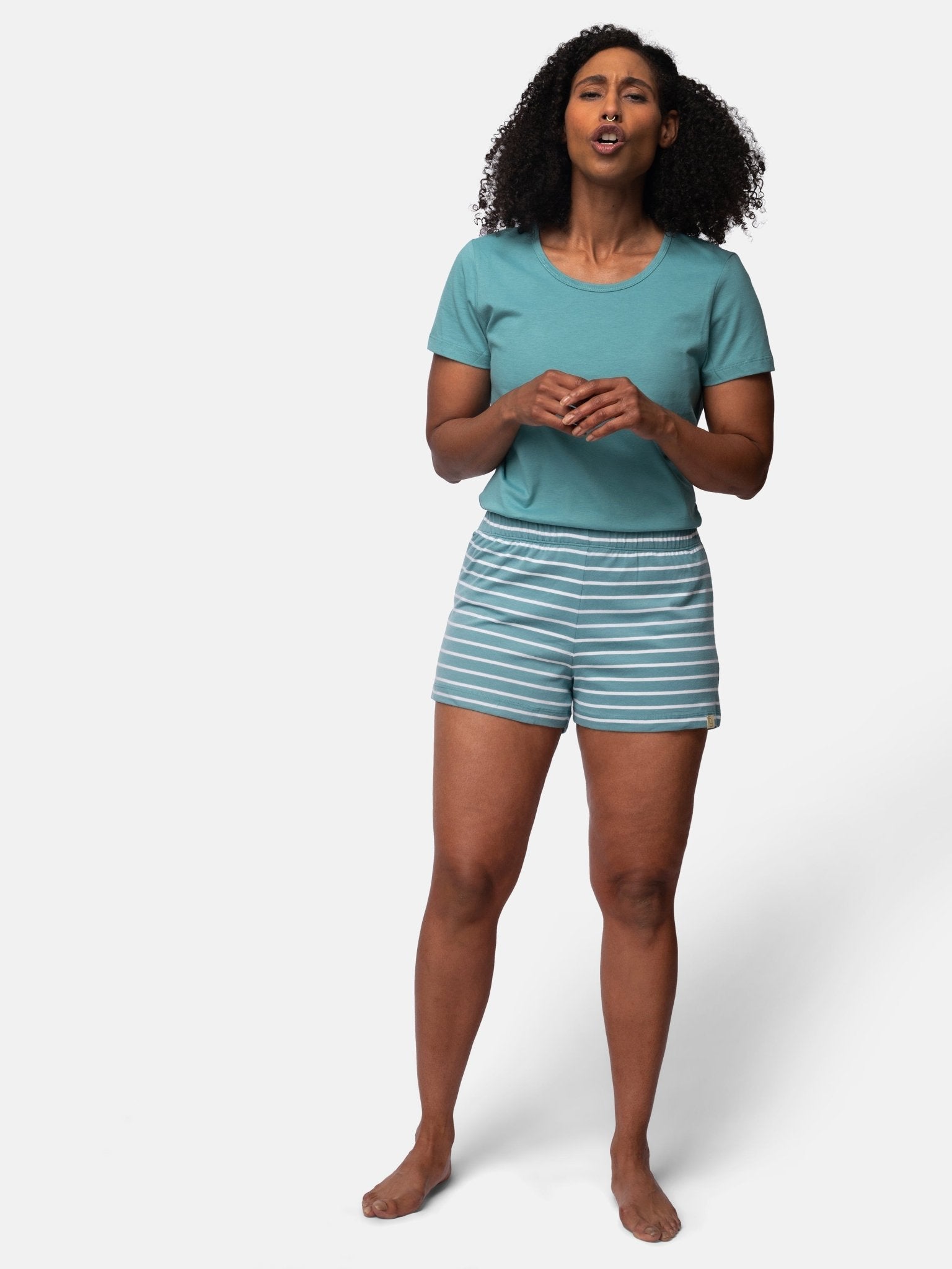 Shorts Ringel aus weichem Jersey - greenjama - G403-grp-36