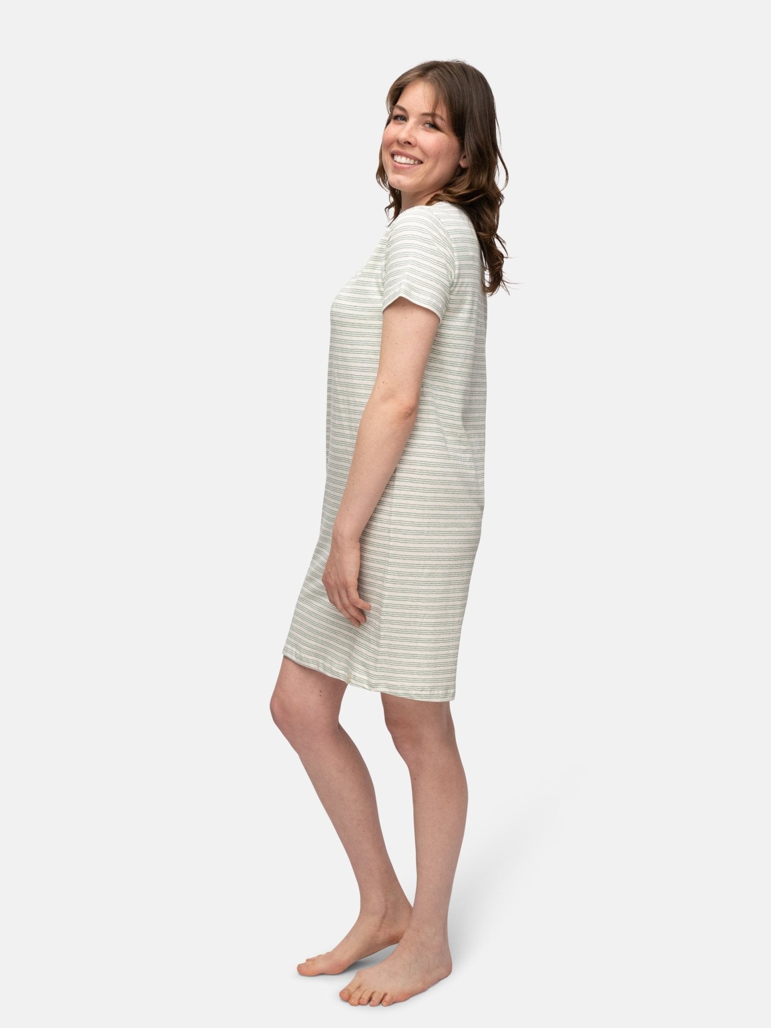 Geringeltes Sleepshirt mit Leinen-Anteil - greenjama - G603-air-36