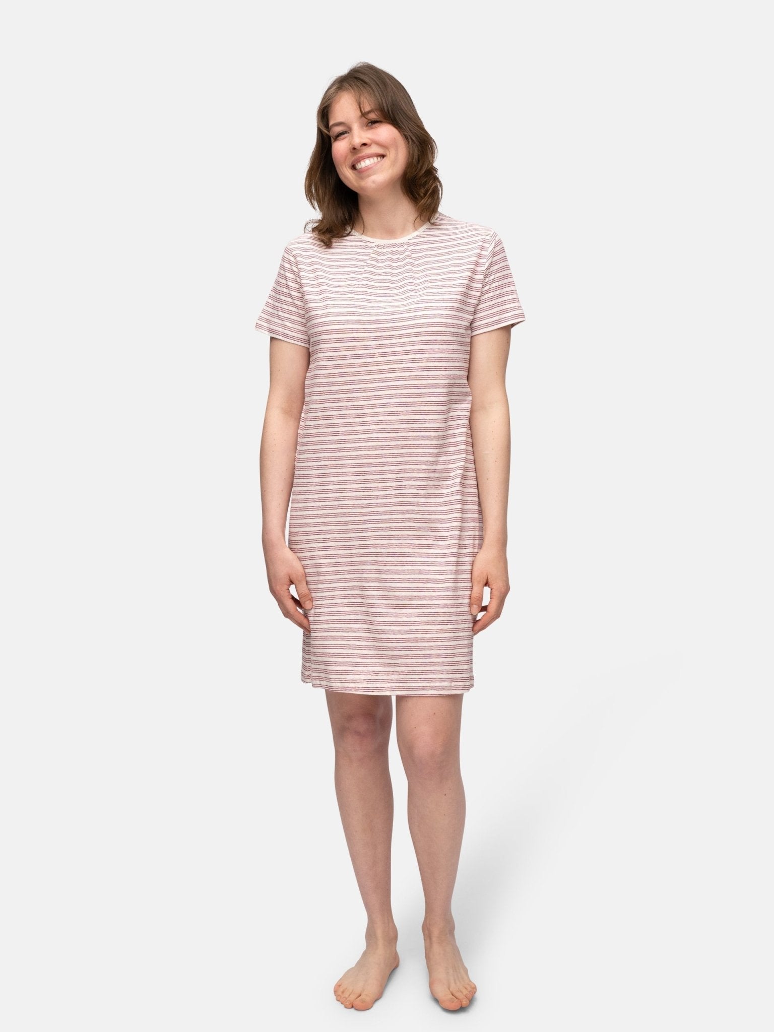 Geringeltes Sleepshirt mit Leinen-Anteil - greenjama - G603-air-36