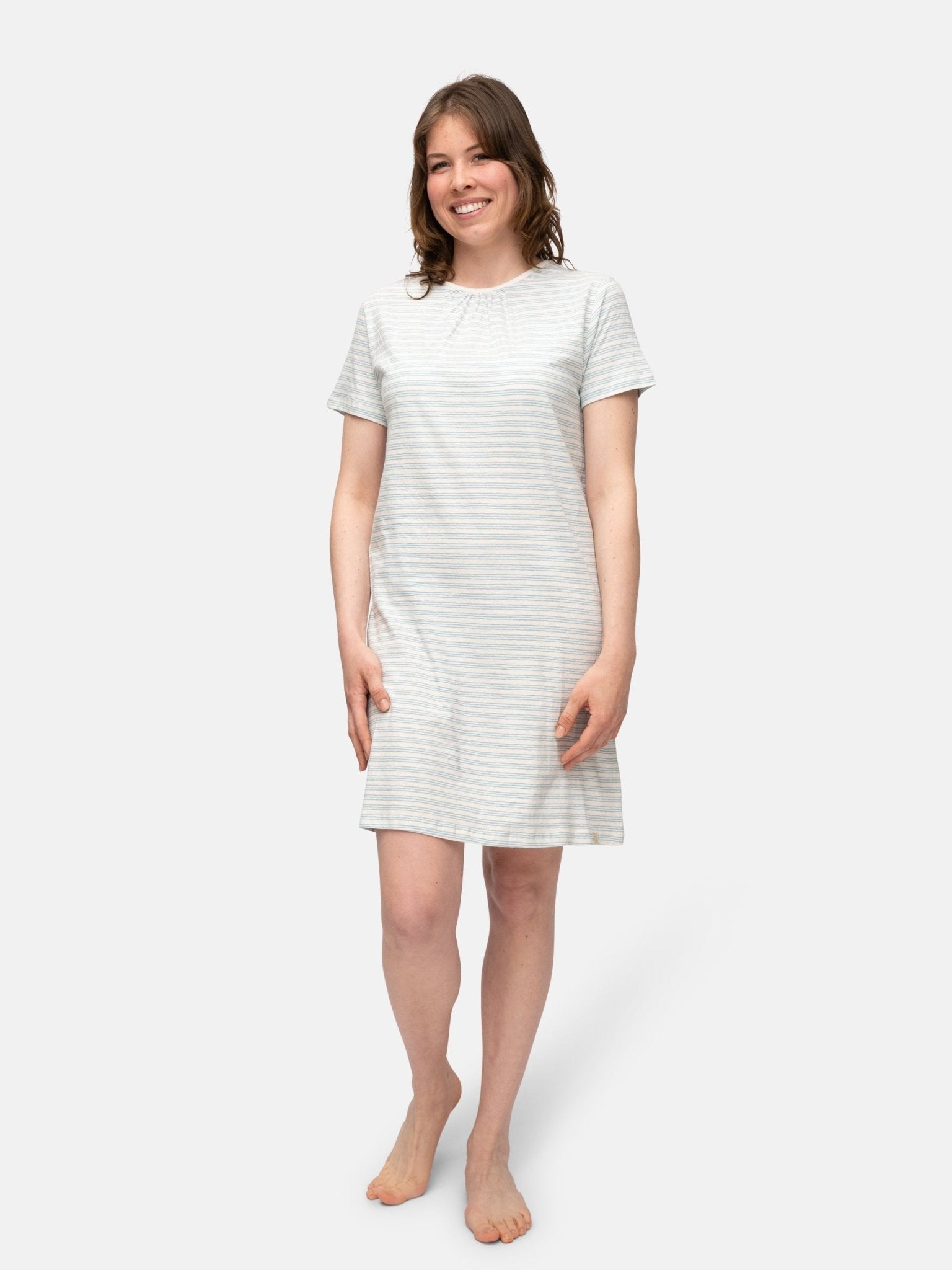 Geringeltes Sleepshirt mit Leinen-Anteil - greenjama - G603-air-36