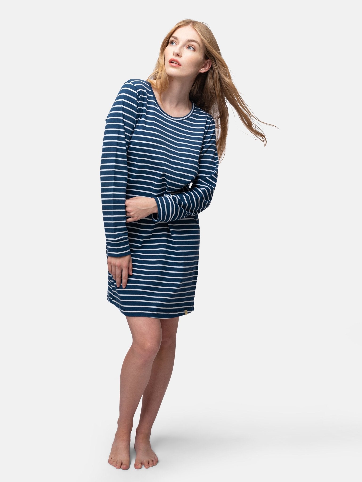 Bequemes Langarm Sleepshirt Ringel - greenjama - G601-grp-36