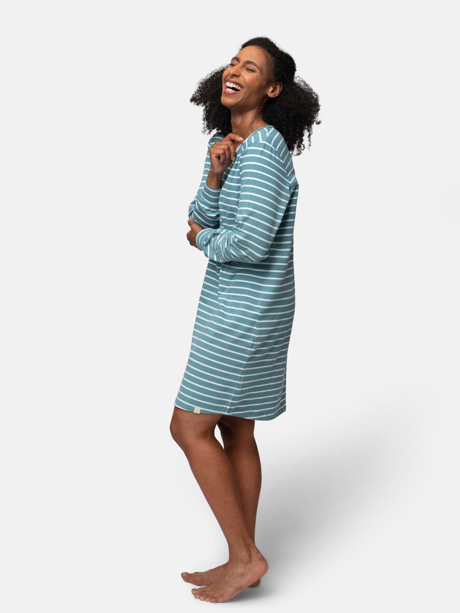 Bequemes Langarm Sleepshirt Ringel - greenjama - G601-grp-36