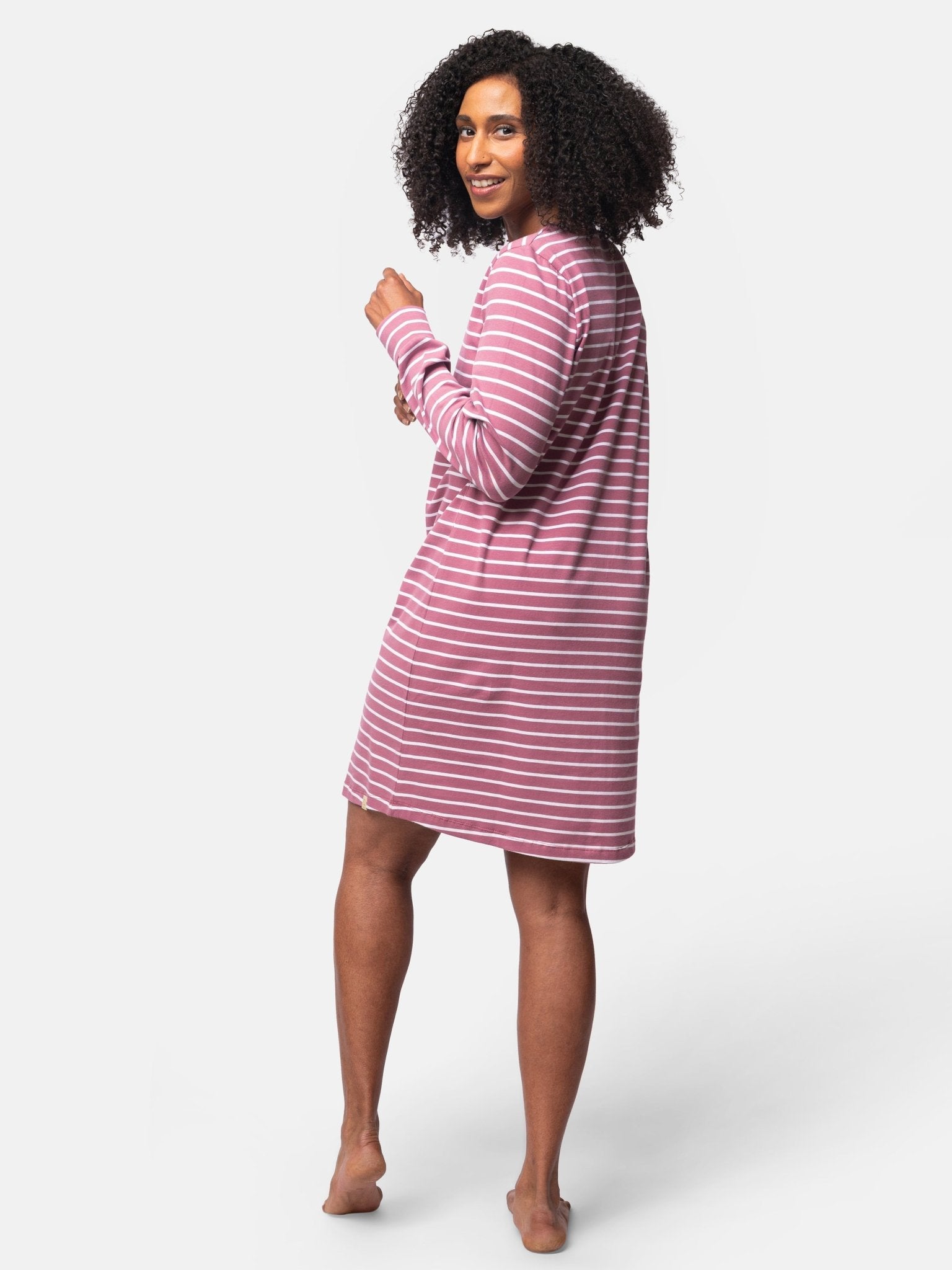 Bequemes Langarm Sleepshirt Ringel - greenjama - G601-grp-36