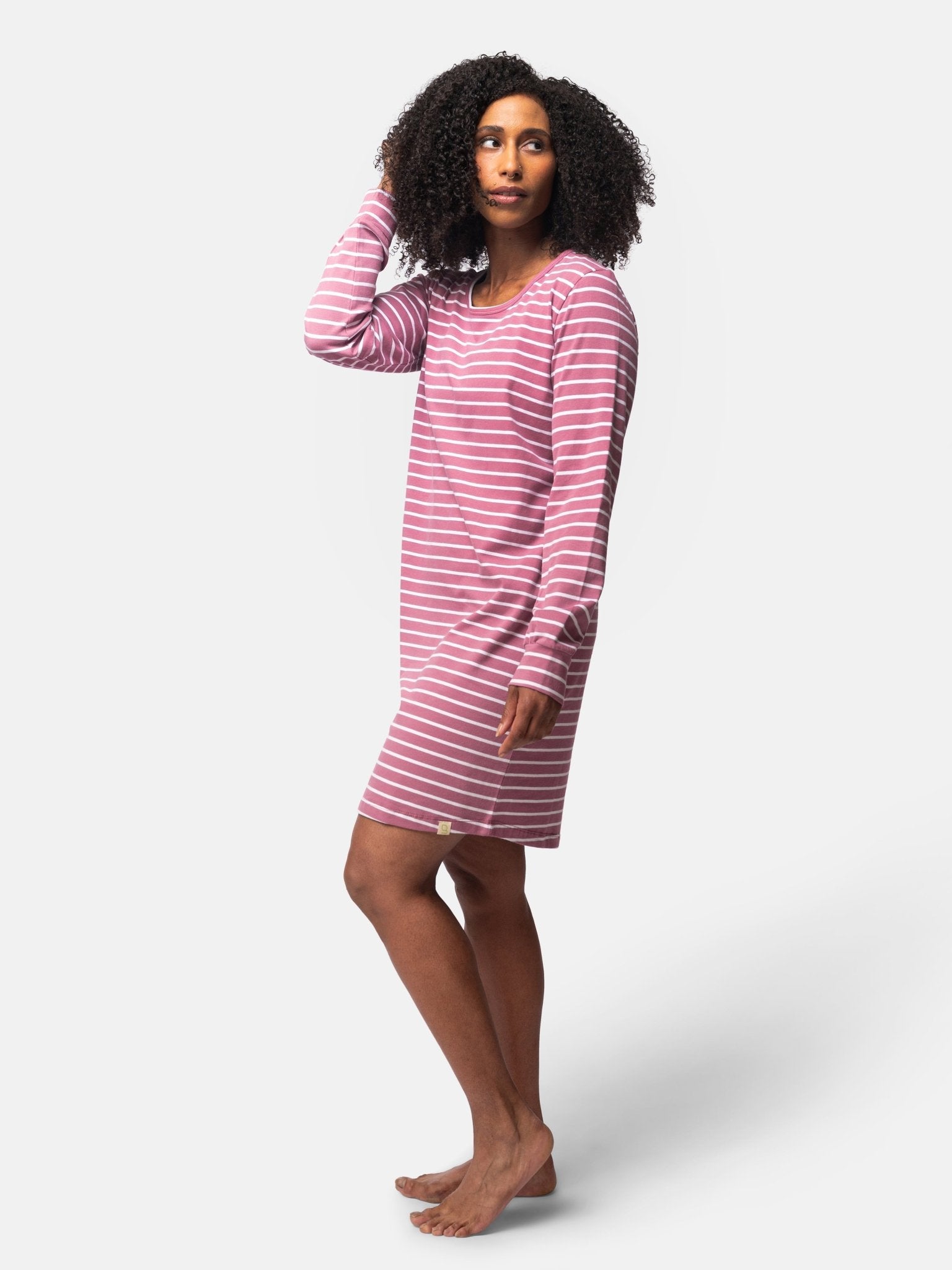 Bequemes Langarm Sleepshirt Ringel - greenjama - G601-grp-36