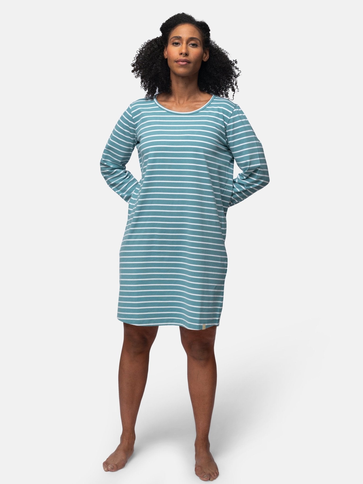 Bequemes Langarm Sleepshirt Ringel - greenjama - G601-grp-36