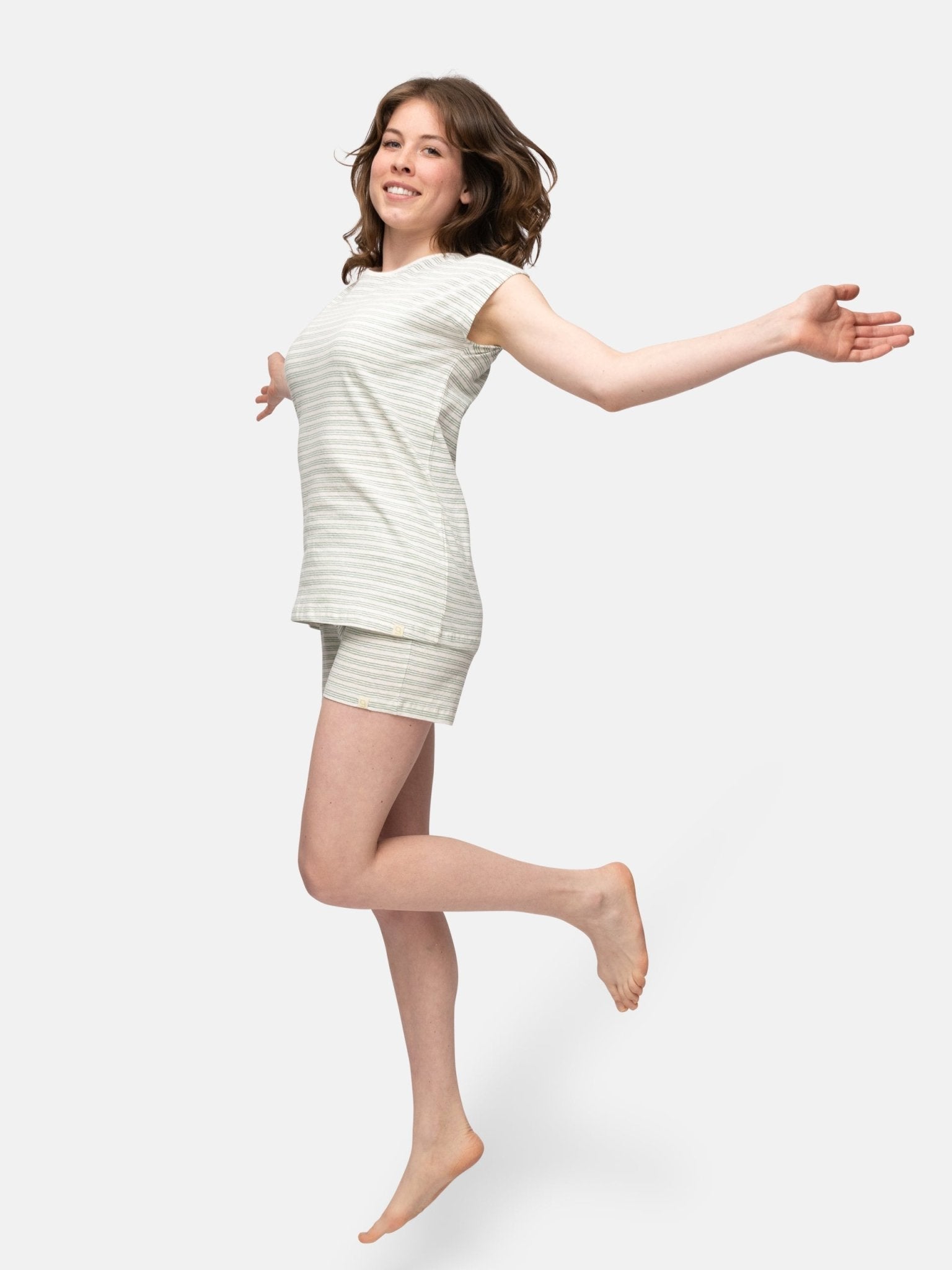 Geringeltes T-Shirt mit Leinen-Anteil - greenjama - G104-air-36