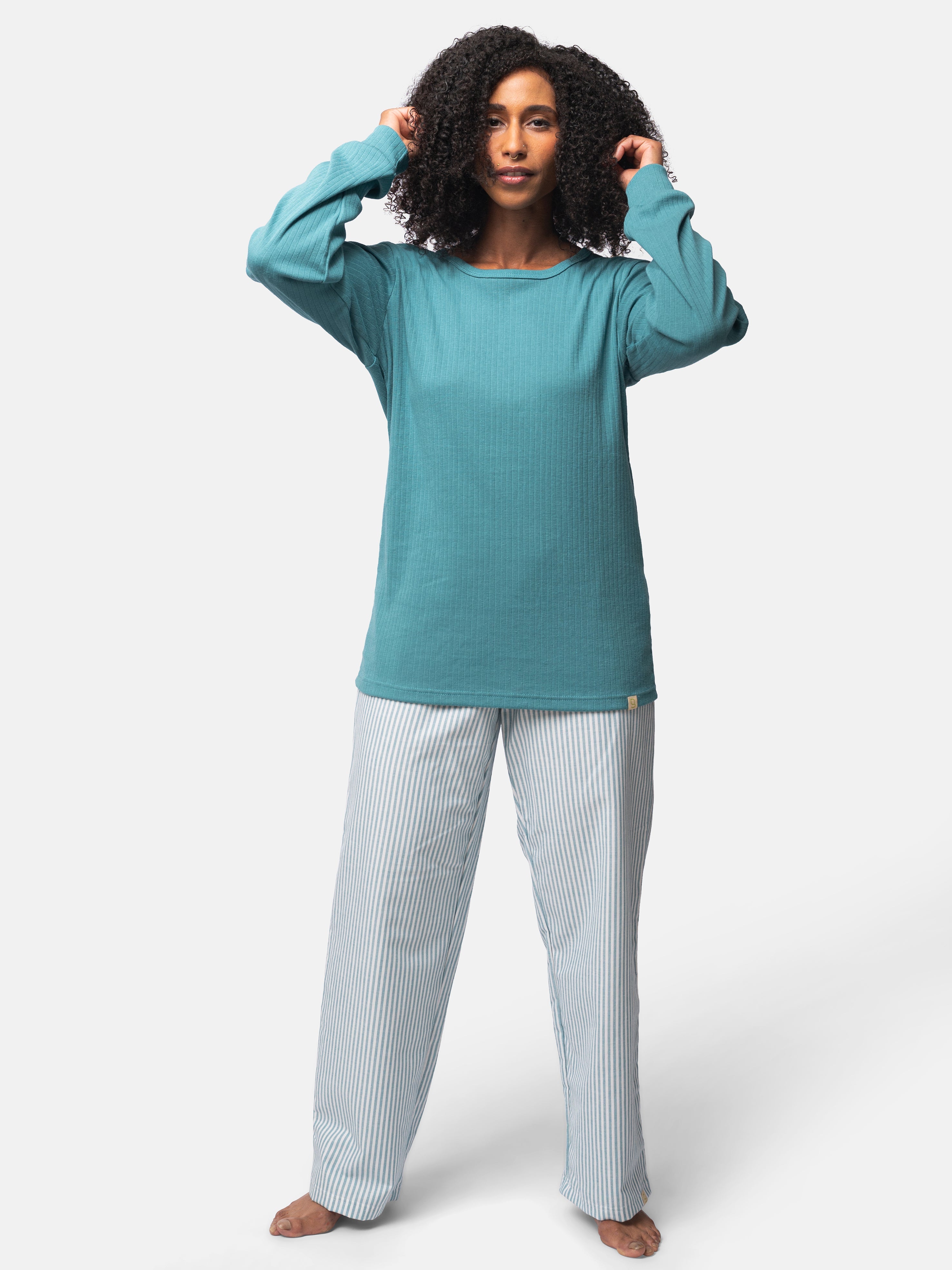 Long-sleeved shirt made of Derby rib