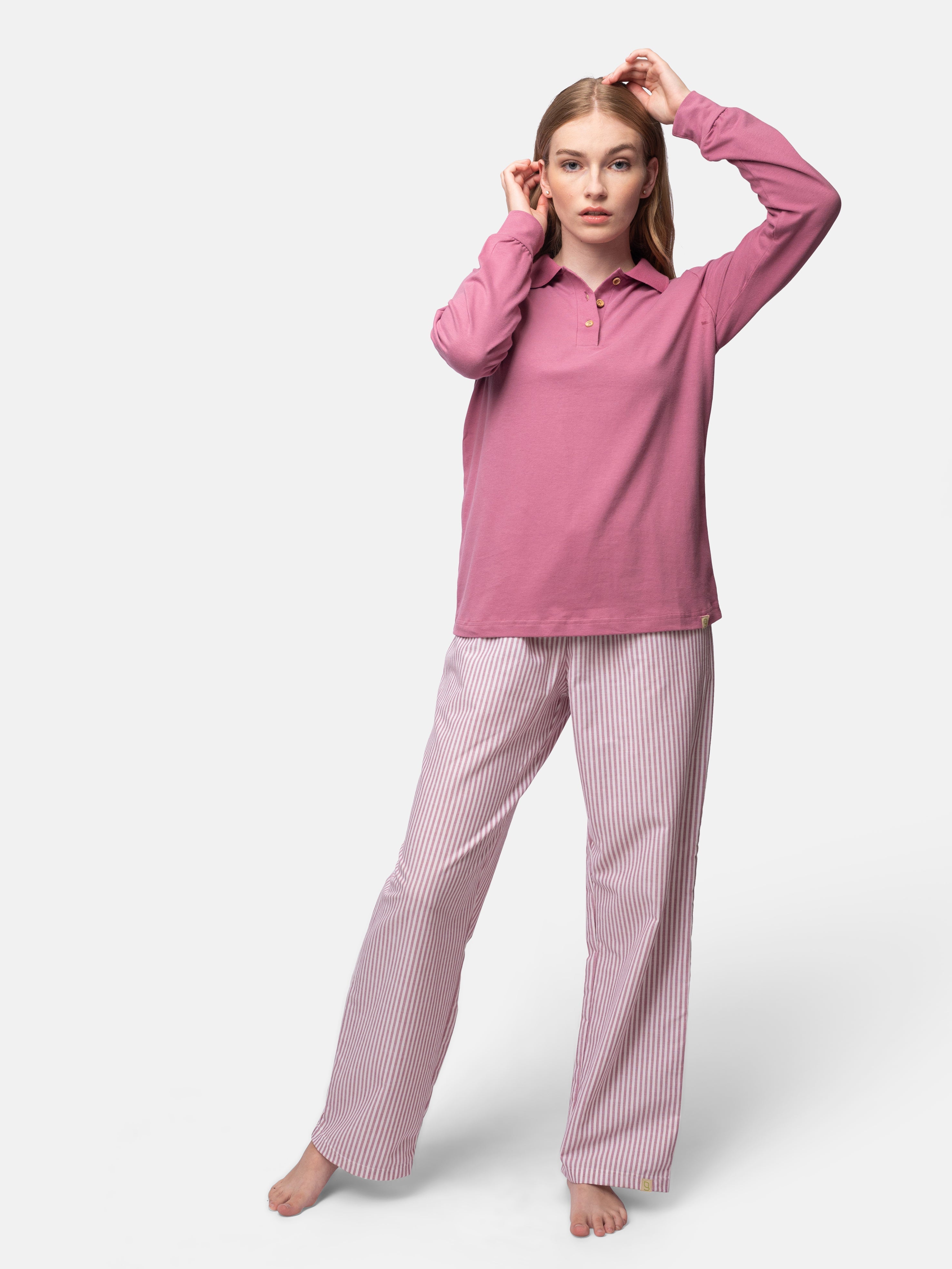 Long-sleeved shirt with polo collar