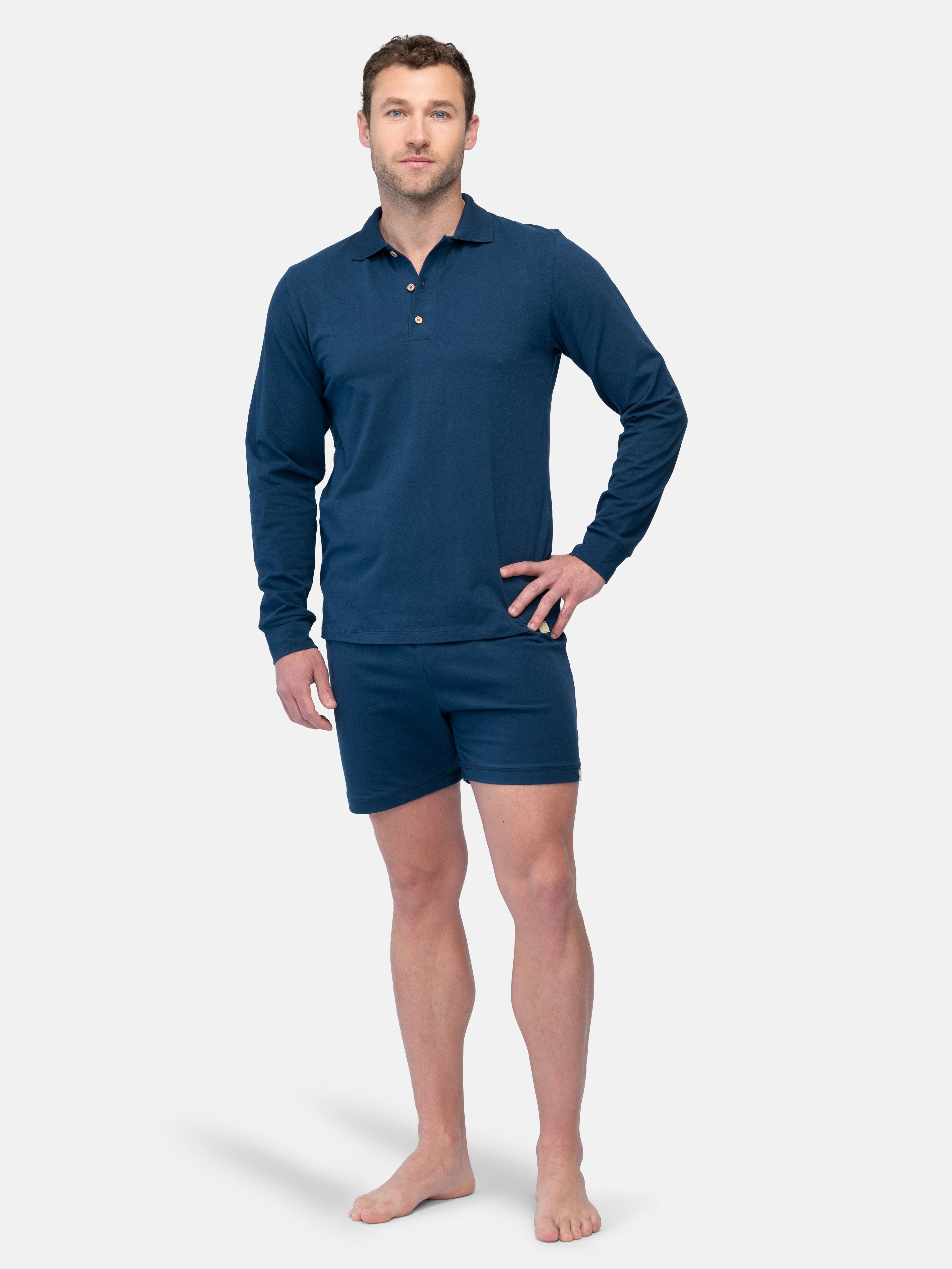 Men's long-sleeved shirt with polo collar