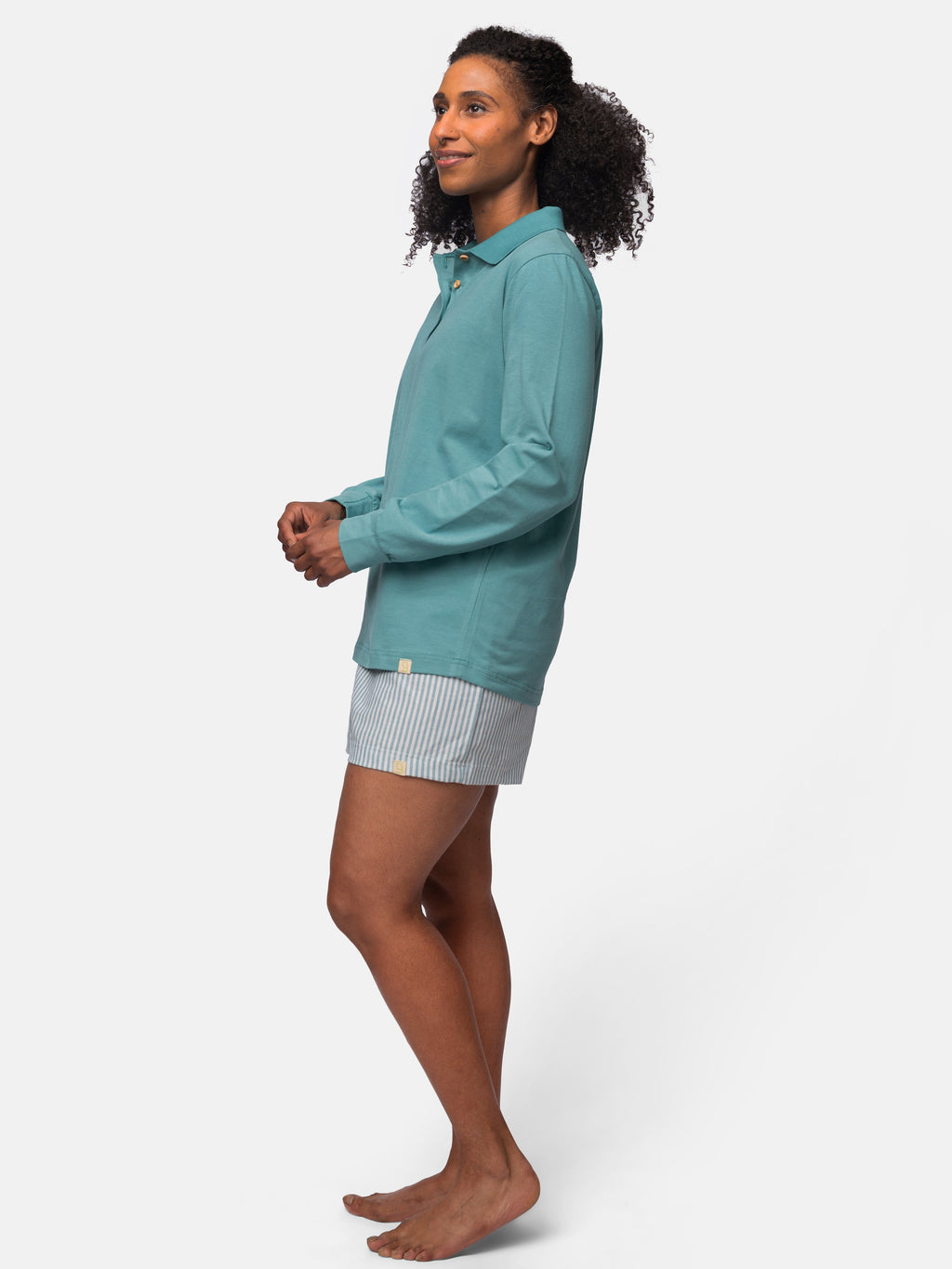 Long-sleeved shirt with polo collar