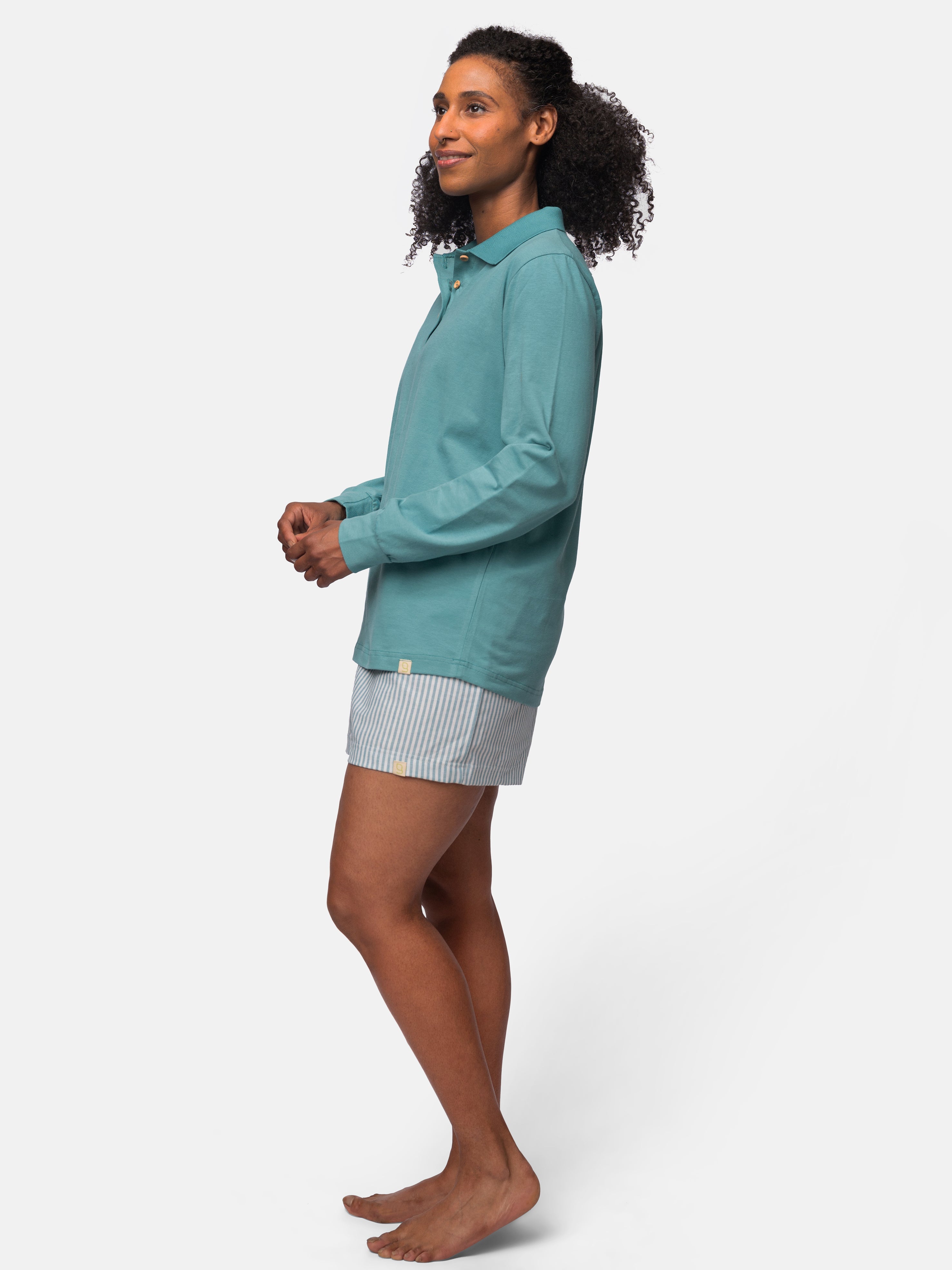 Long-sleeved shirt with polo collar