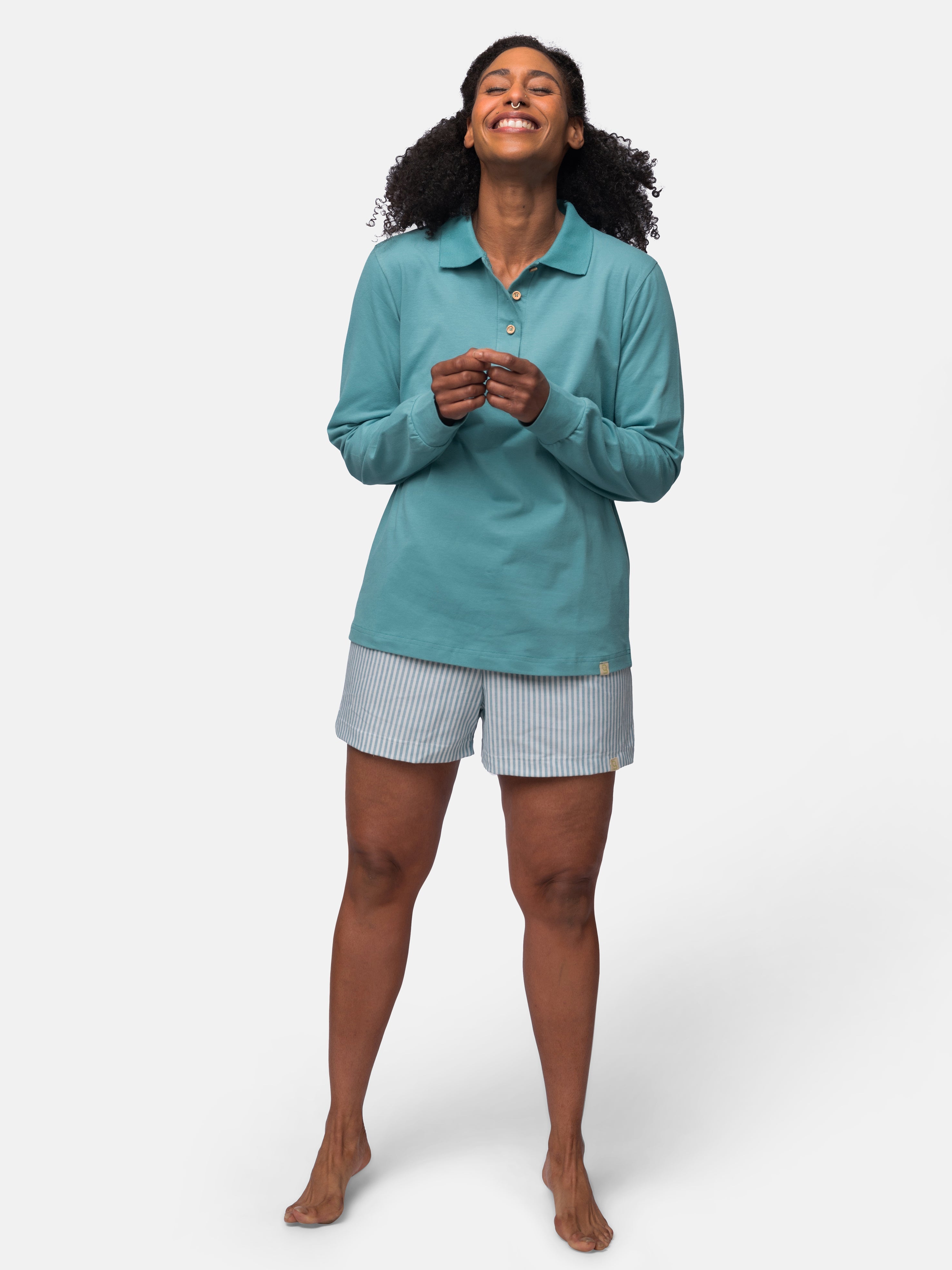 Long-sleeved shirt with polo collar