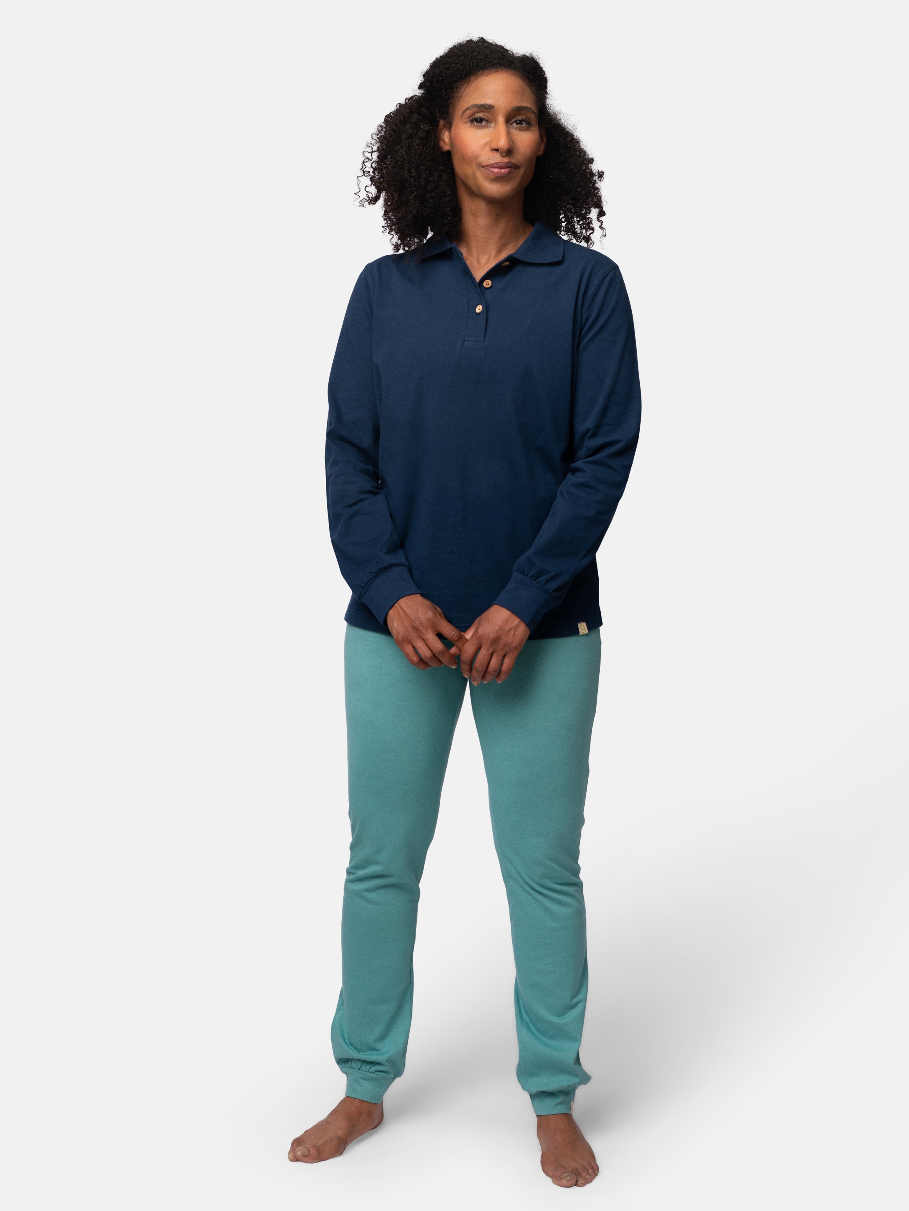 Long-sleeved shirt with polo collar