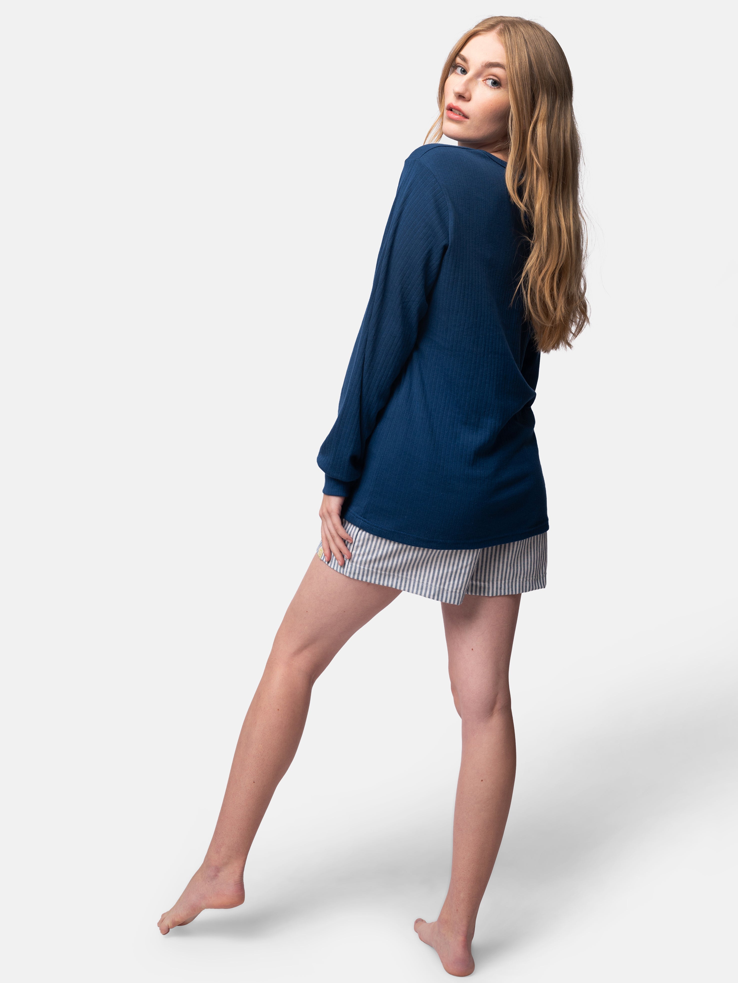 Long-sleeved shirt made of Derby rib