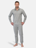 Herren Langarm - Shirt mit Polo - Kragen - greenjama - G208 - gr - S