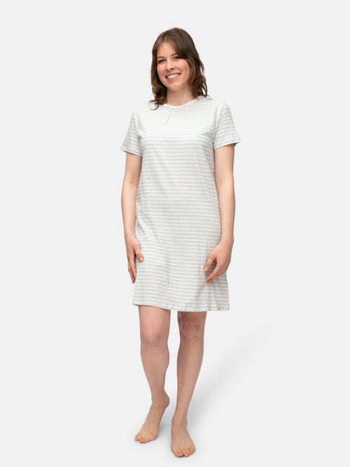Geringeltes Sleepshirt mit Leinen-Anteil - greenjama - G603-air-36
