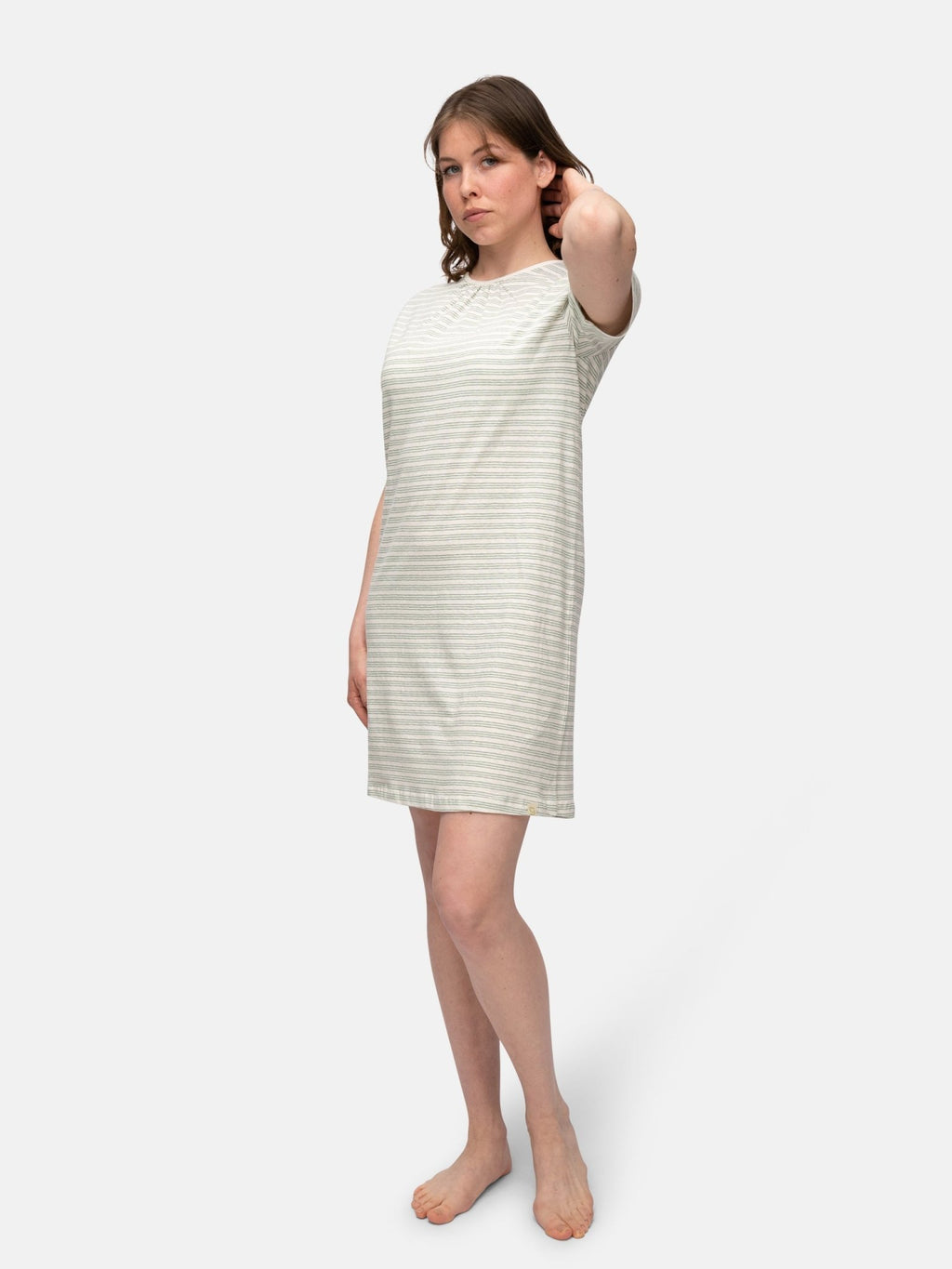 Geringeltes Sleepshirt mit Leinen-Anteil - greenjama - G603-air-36