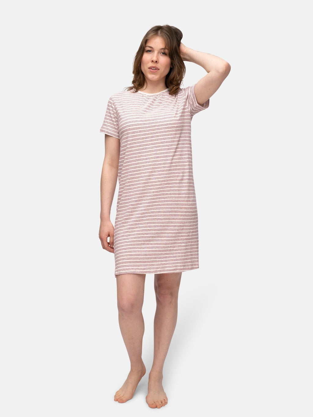 Geringeltes Sleepshirt mit Leinen-Anteil - greenjama - G603-air-36