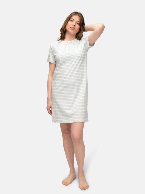 Geringeltes Sleepshirt mit Leinen-Anteil - greenjama - G603-air-36
