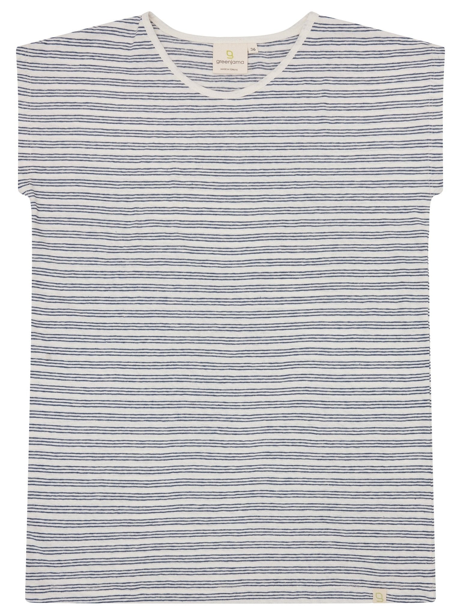 Geringeltes T-Shirt mit Leinen-Anteil - greenjama - G104-air-36