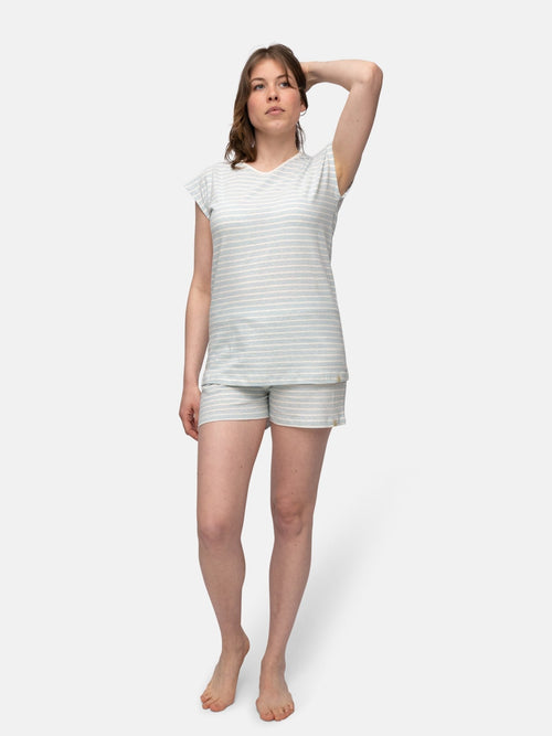 Geringeltes T-Shirt mit Leinen-Anteil - greenjama - G104-air-36